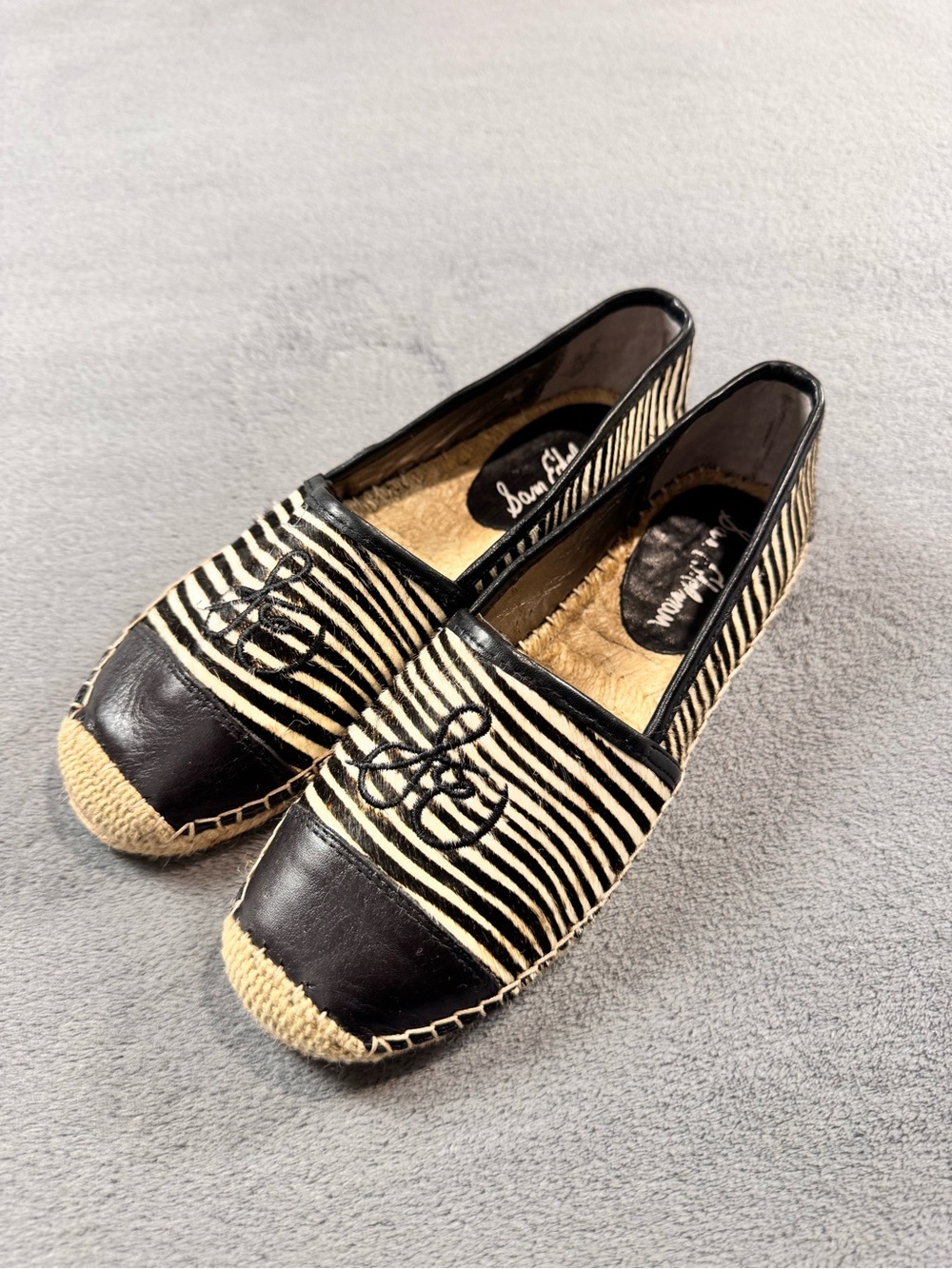 Sam Edelman ‘Lewis’ Calf Hair Zebra Striped Espadrille Slip-Ons